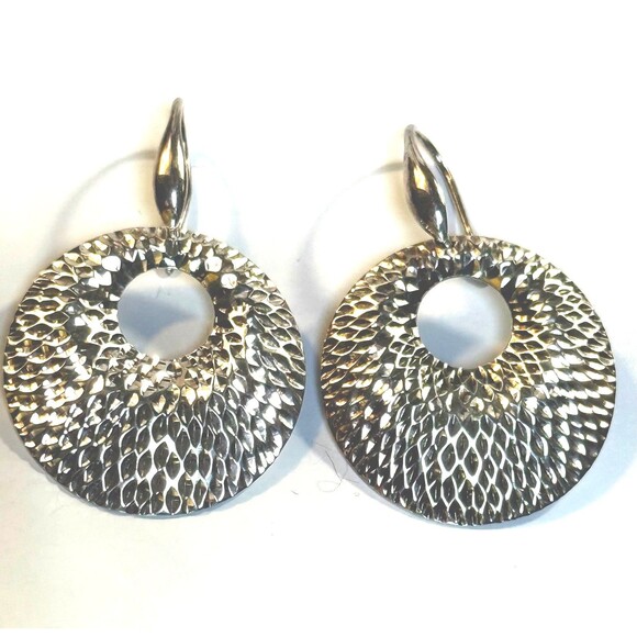 Unbranded Jewelry - Sterling Silver 925 Diamond Cut Stamped Hoop Dangle Earrings 12.87g MadeThailand